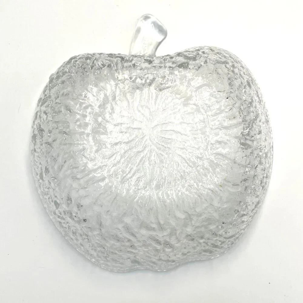 Vintage Apple Shaped Glass Bowl Dish‎ Salad Fruit Dessert Textured Italy ~ 9